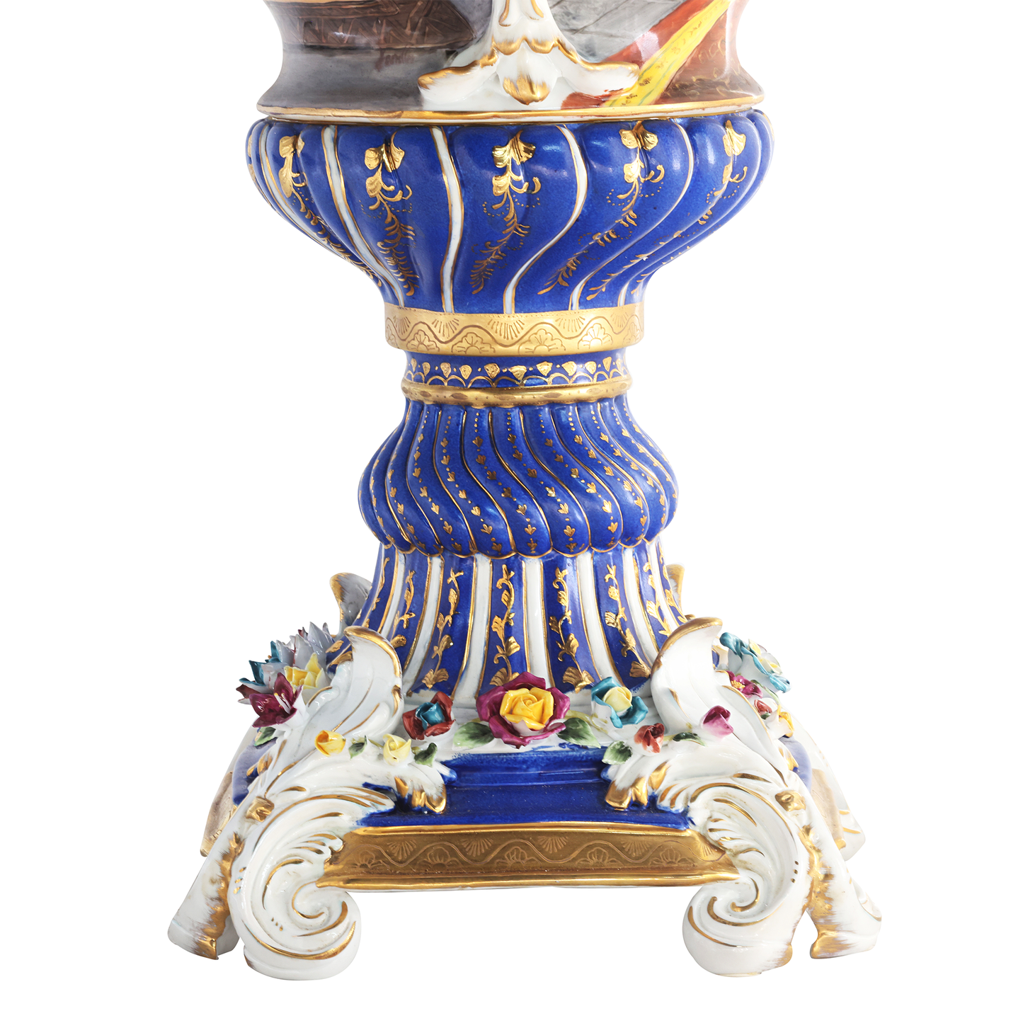 Hand-painted Rococo Porcelain Flower Handle Urn