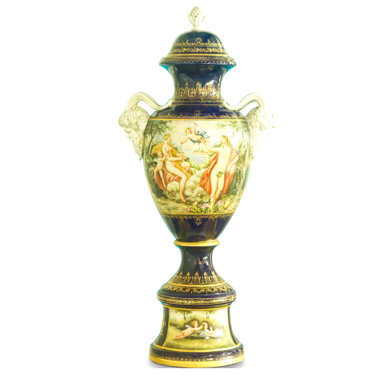 Rococo Style Hand-Painted Porcelain Urn
