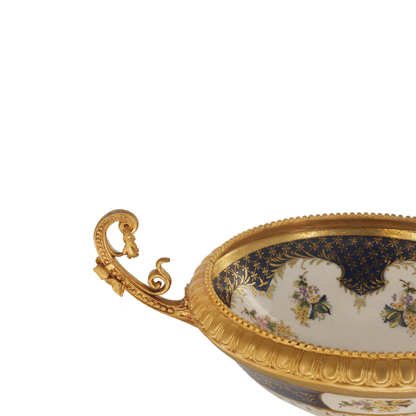 Hand-painted Bronze Fruit Bowl with Ormolu Base